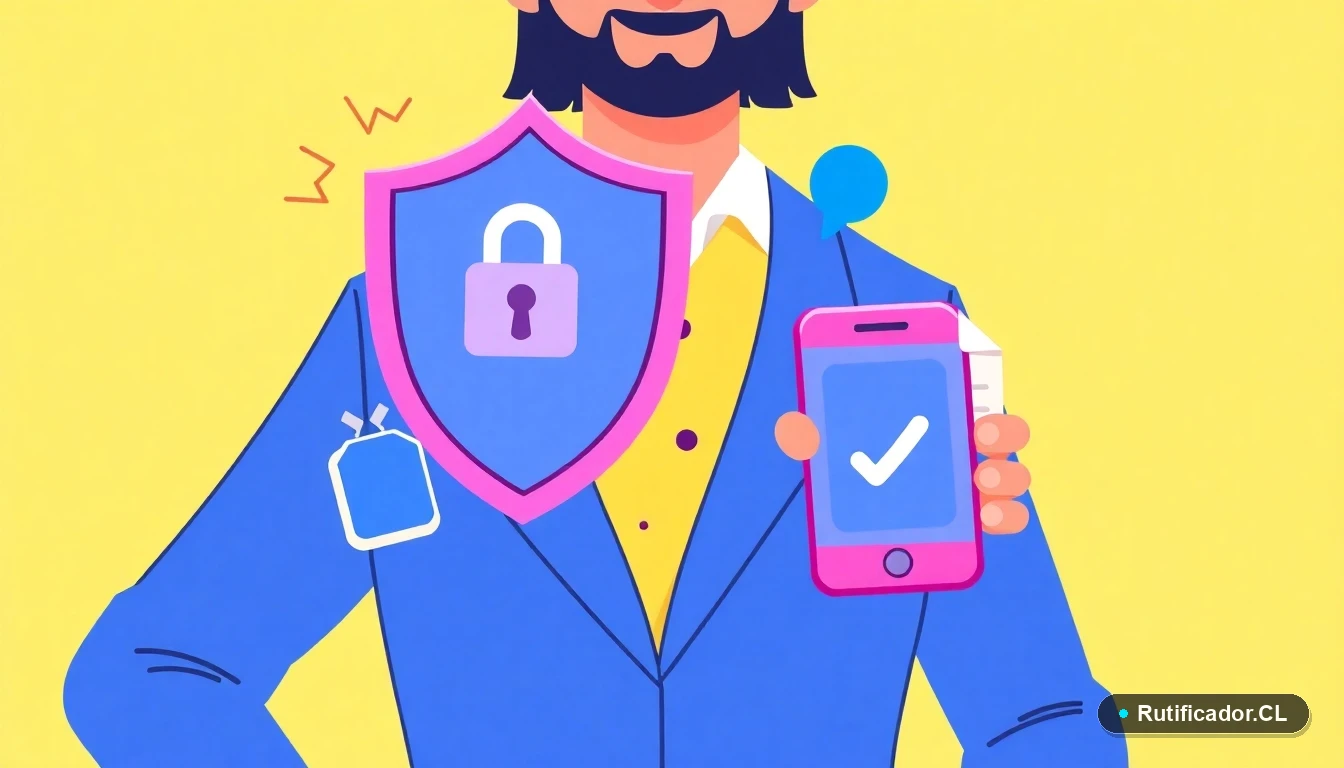 Iconos de seguridad digital: escudo con candado, teléfono y documento estilizados, representando la consulta legal de resultados de admisión universitaria en Chile.