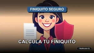 Ilustración de una profesional sonriente junto a un escudo digital flotante que protege un documento de finiquito estilizado, sobre fondo colorido.