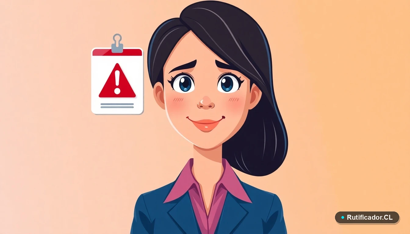 Mujer revisando su identificación digital con signo de alerta por posible clonación de RUT