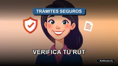 Ilustración de una profesional chilena verificando su RUT de forma segura y legal en un estilo corporativo moderno.
