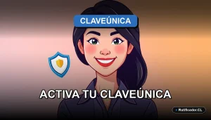 Guía oficial para activar ClaveÚnica por internet de forma segura en Chile. Personaje amable junto a elementos digitales flotantes.
