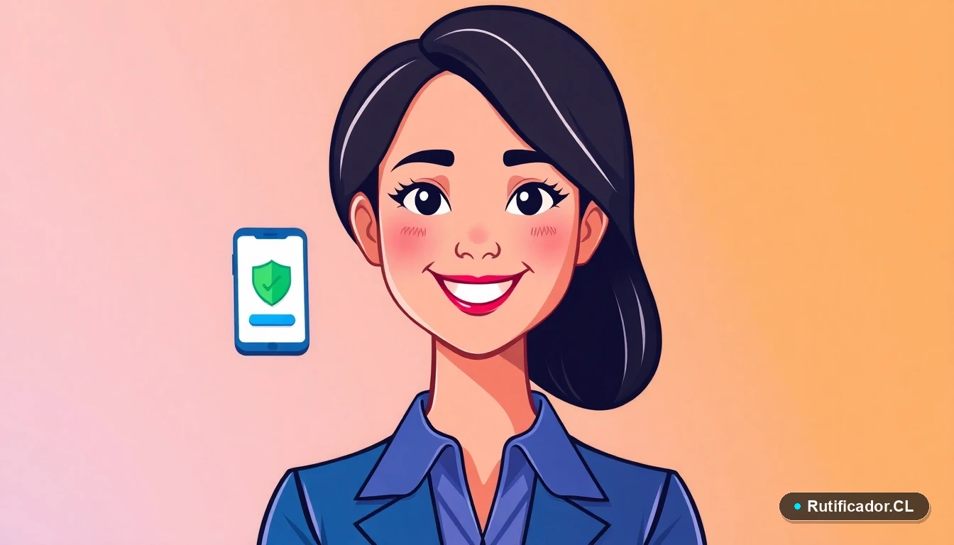 Ilustración de una profesional activando su ClaveÚnica de forma segura en un dispositivo digital.