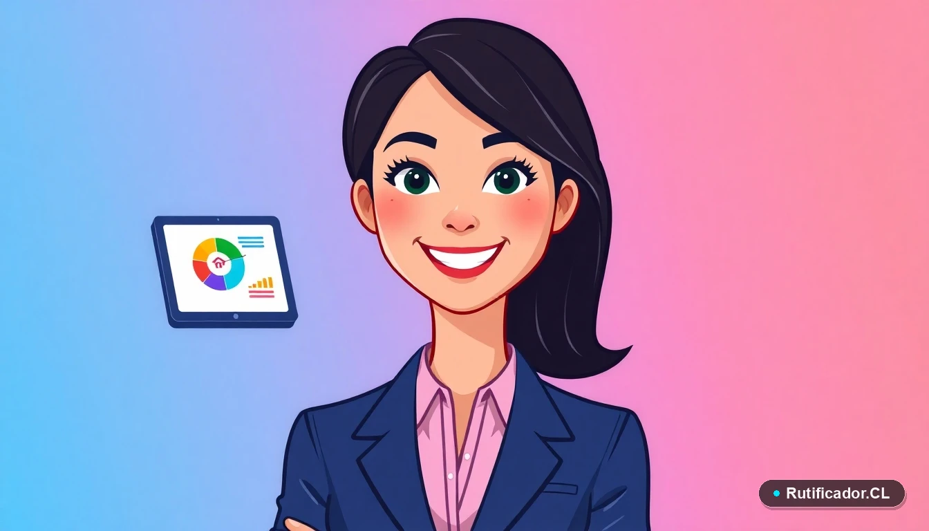 Mujer profesional calculando puntaje para subsidio de arriendo en tablet digital, ilustración plana.