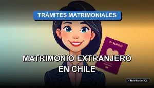 Ilustración sobre el proceso y tiempo de inscripción de un matrimonio celebrado en el extranjero en Chile.