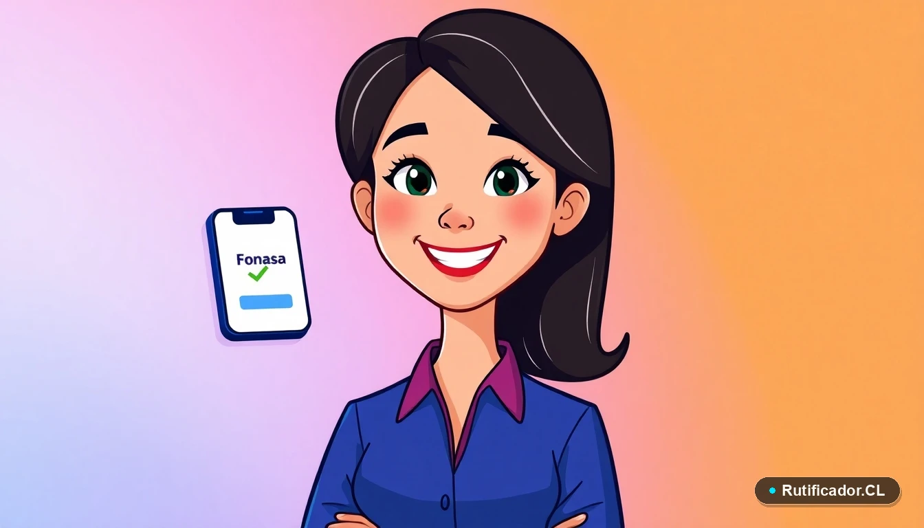 Mujer profesional consultando su tramo Fonasa en un teléfono de forma segura