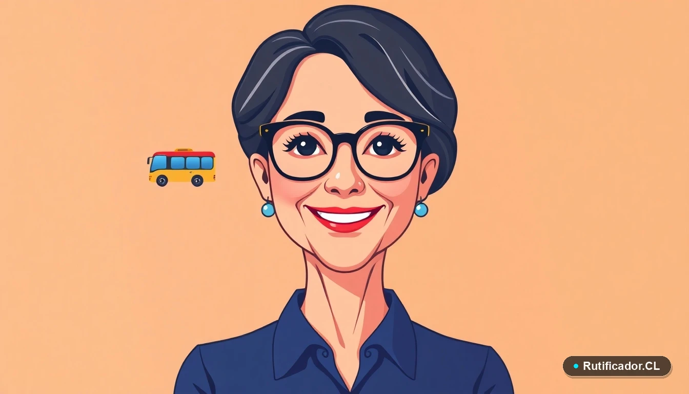 Adulto mayor chilena sonriendo con icono de bus, representando descuentos en transporte público.