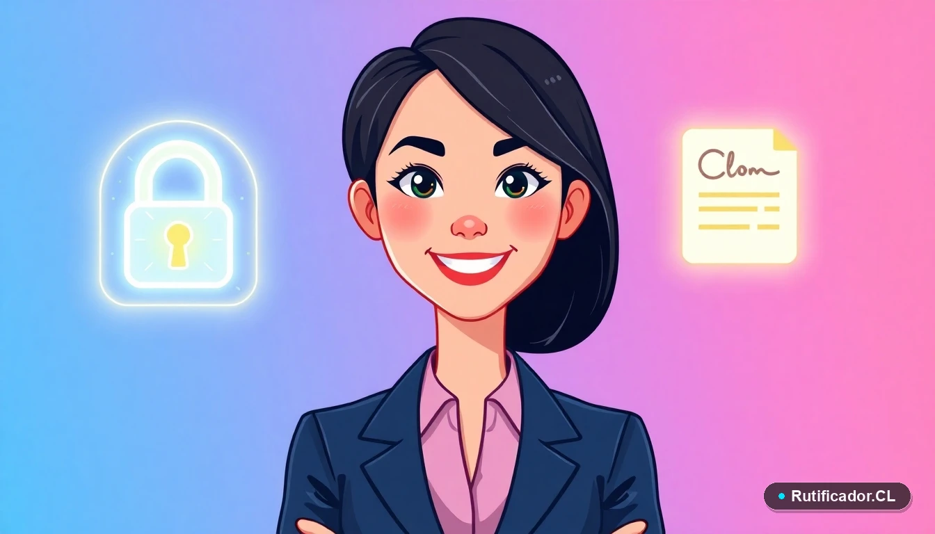 Profesional chilena usando firma electrónica avanzada con seguridad digital.