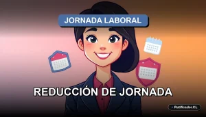 Guía legal ilustrada sobre cómo calcular la reducción de jornada laboral por cuidado de hijos en Chile. Imagen corporativa amigable.