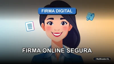 Guía legal 2026 para firmar documentos en línea de forma segura con tu RUT en Chile. Personaje profesional sonriente.