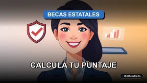 Ilustración de portada para guía oficial sobre cálculo de puntaje para becas estatales en Chile 2026.