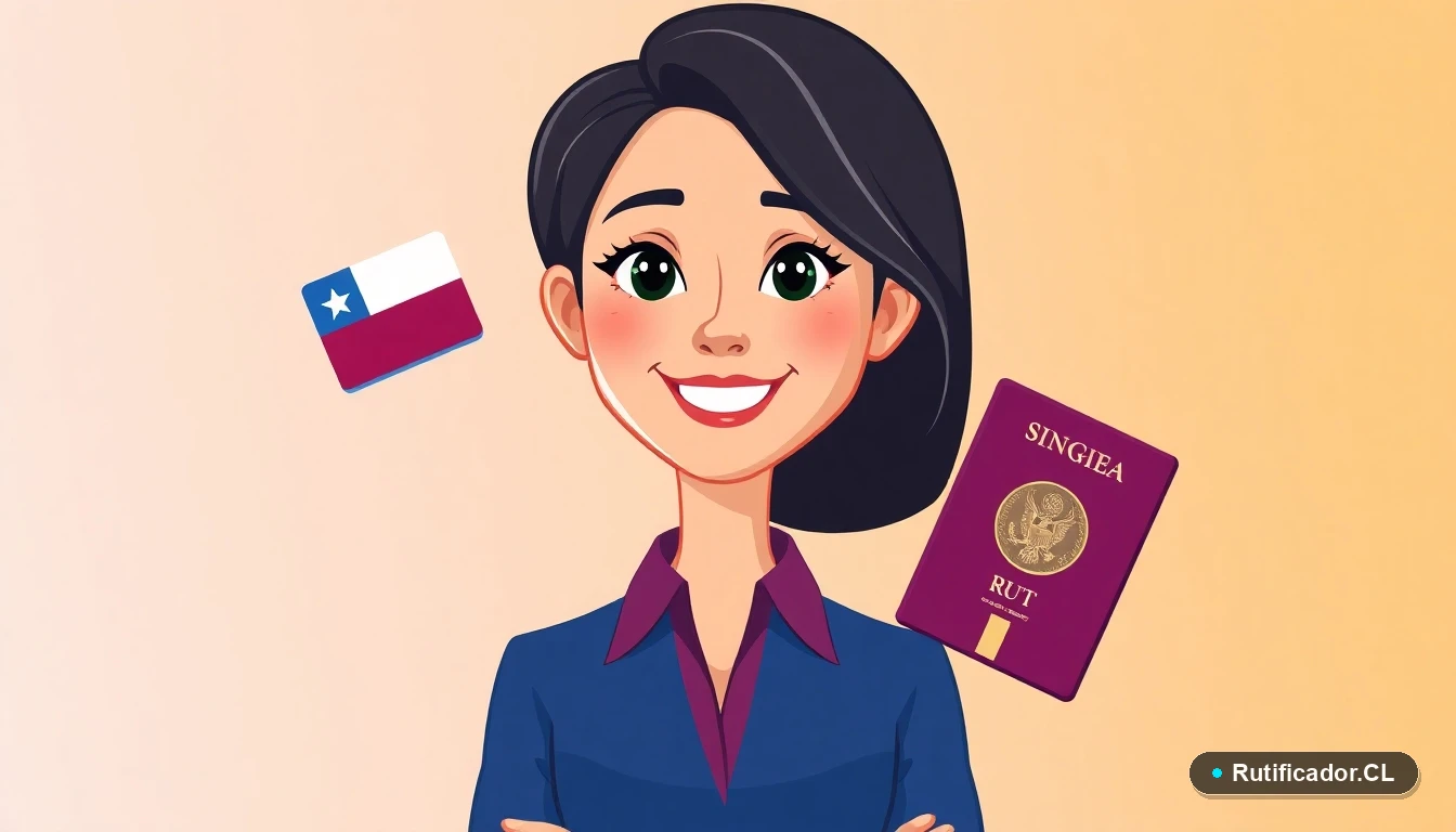 Ilustración de mujer tramitando el RUT para su hijo nacido en el extranjero de forma segura.