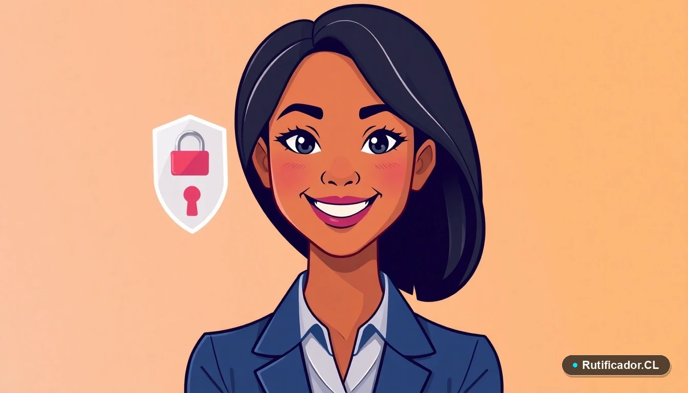 Mujer profesional chilena con escudo digital de seguridad, representando la protección legal del finiquito laboral.