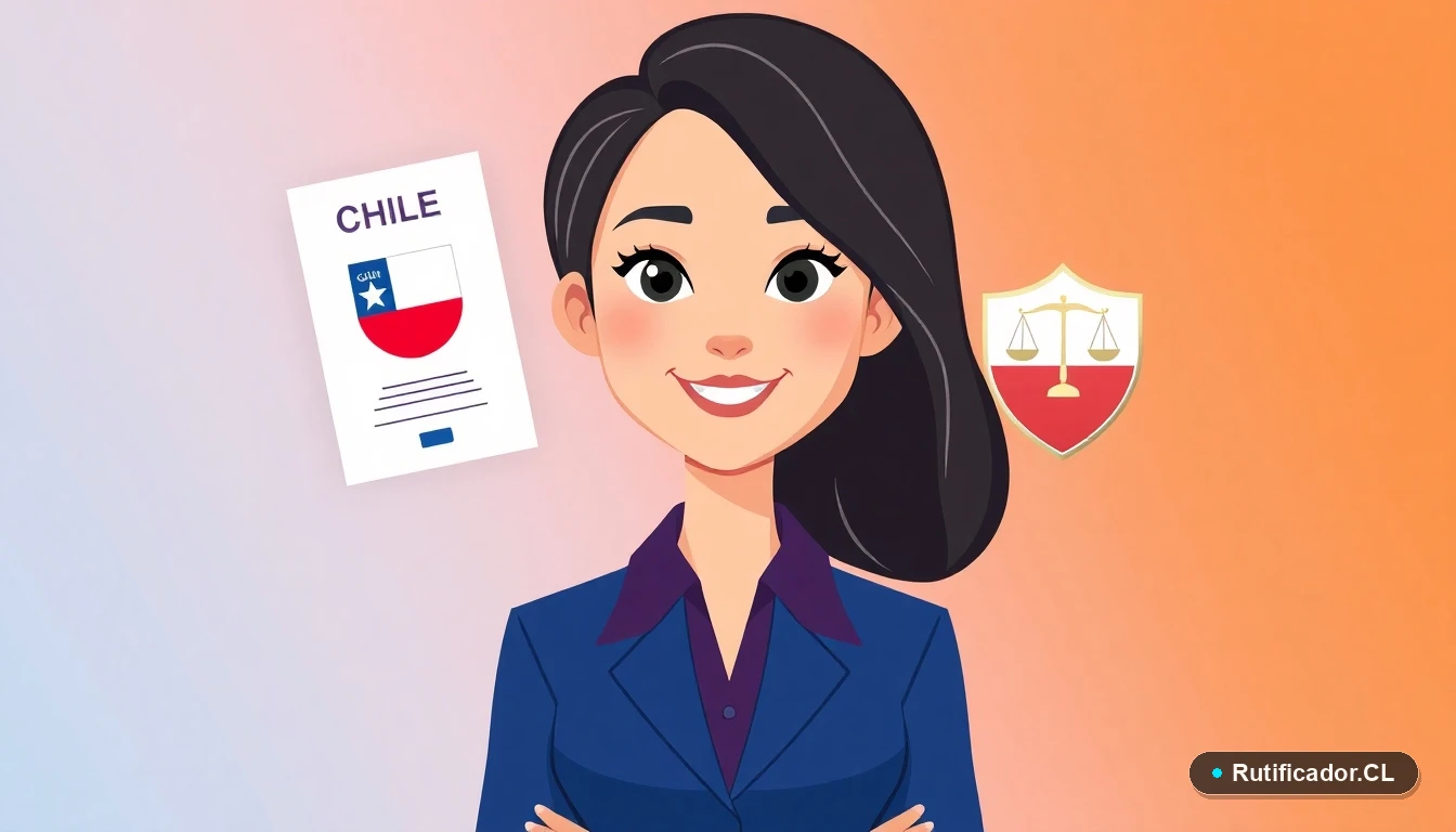 Ilustración de una profesional evaluando los efectos legales de la renuncia a la nacionalidad chilena sobre pensiones y herencia.