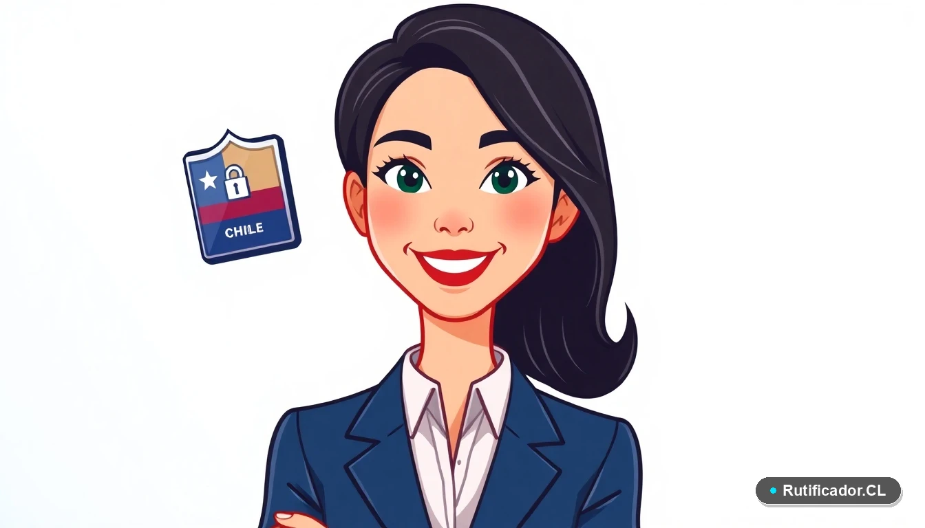 Guía profesional sobre los requisitos para la nacionalización chilena 2026, ilustración de mujer con pasaporte y símbolo de seguridad digital.